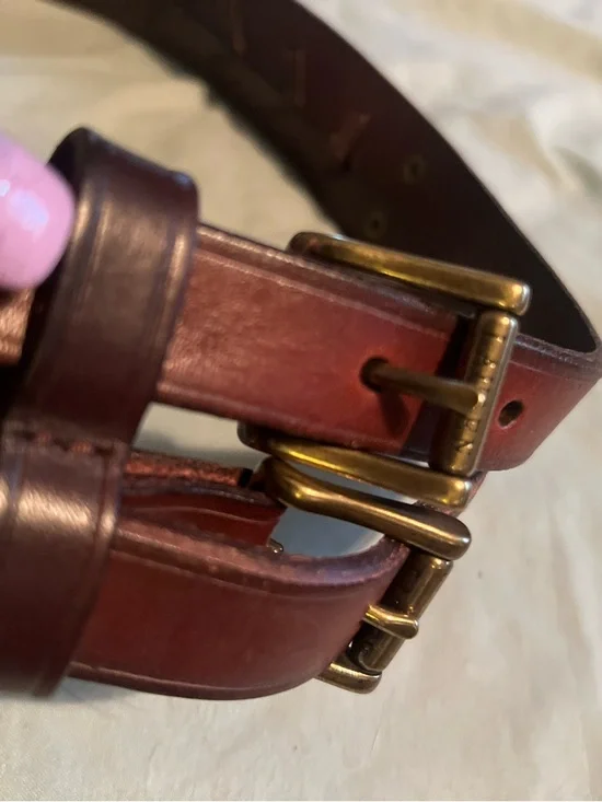 Ralph Lauren Leather Double Buckle Belt Woven Laced Brown Equestrian Vintage - Picture 4 of 9